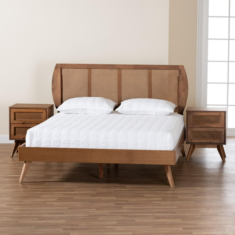 Baxton Studio Asami Mid-Century Bedroom Set, 3-Piece, Walnut