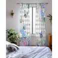 thumbnail image 3 of Watercolor Flowers Sheer Curtains 84 Inch Length 2 Panels Set for Living Room/Bedroom, Spring Butterflies Floral Gray Plaid Kitchen Curtains Grommet Semi-Sheer Curtains Window Treatments 42"x84"x2, 3 of 7