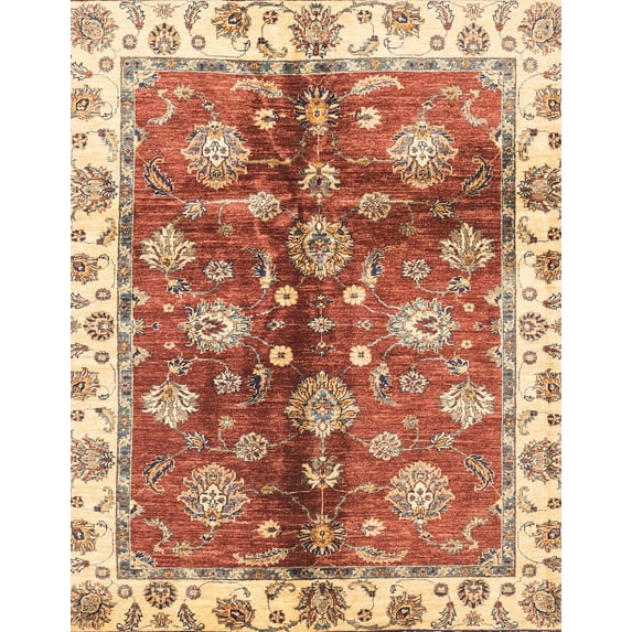 Ahgly Company Indoor Rectangle Abstract Red Oriental Area Rugs, 4' x 6'