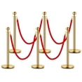 thumbnail image 1 of BeesClover Gold Stanchion Post Queue,38 Inch Stanchion Posts Queue with 5 ft Red Velvet Rope,Ropes Safety Barriers Set,Crowd Control Barriers Queue Line Rope for Theater Party Museums, 1 of 6