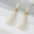 thumbnail image 5 of Dainty White Teardrop Dangle Earrings for Women Gold-Toned Tear Drop Dangling Stud Earring Fashion Stripes Waterdrop Statement Studs Delicate Holiday Party Wedding Jewelry, 5 of 6
