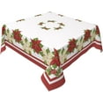 thumbnail image 6 of Christmas Tablecloth Square 60x60 Inch Red White Poinsettia Floral Table Cloth,Stain Resistance Winter Flower Xmas Table Covers for Kitchen Dining,Small Tablecloth for Party Picnic, 6 of 6