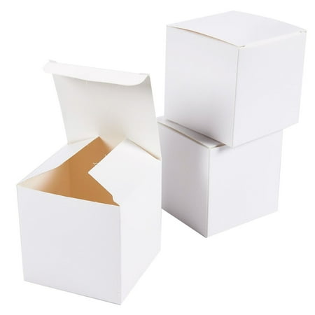 White Gift Boxes - 100-Pack Gift Wrapping Paper Boxes with Lids, Kraft Boxes for Party Supplies