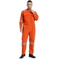 thumbnail image 3 of TiaoBug Men's Work Coveralls One Piece Workwear Lightweight Reflective Safety Jumpsuit with Pockets Orange 6XL/200, 3 of 7