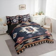 thumbnail image 4 of Homewish Western Boho Aztec Twin Bedding Sets 7-Piece for Men, Rustic Mandala Hippie Bedding Comforter Set, Navy Brown Abstract Reversible Sheet Sets, Super Cozy Room Decor, 4 of 8