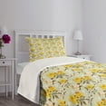 thumbnail image 5 of Ambesonne Vintage Quilted Bedspread Set 2 Pcs, Narcissus Wildflowers, Twin Size, Yellow Cream Pale Green, 5 of 6