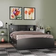 thumbnail image 2 of Woodpeckers Furniture and Mattress Full Bed with 3 Drawers & Bookcase Headboard Wood Bed Frame-Color:Black, 2 of 2
