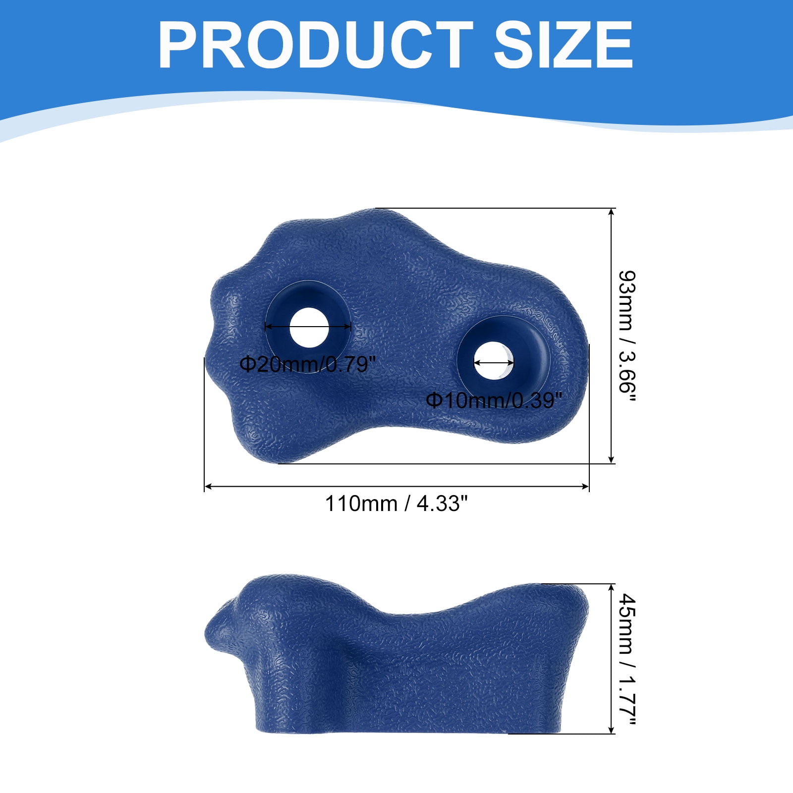 Rock Climbing Holds, 10 Pcs Small Climbing Rock Wall Grips with Double Hole for Playground Accessory, Blue-B