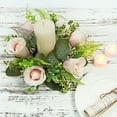 thumbnail image 6 of Artificial Rose Candle Ring Wreath Spring Wreaths For Front Door Fake Flower Candle Holder Wreath With Green Leaves Artificial Flowers Wedding Centerpieces Home Holiday Decor, 6 of 7