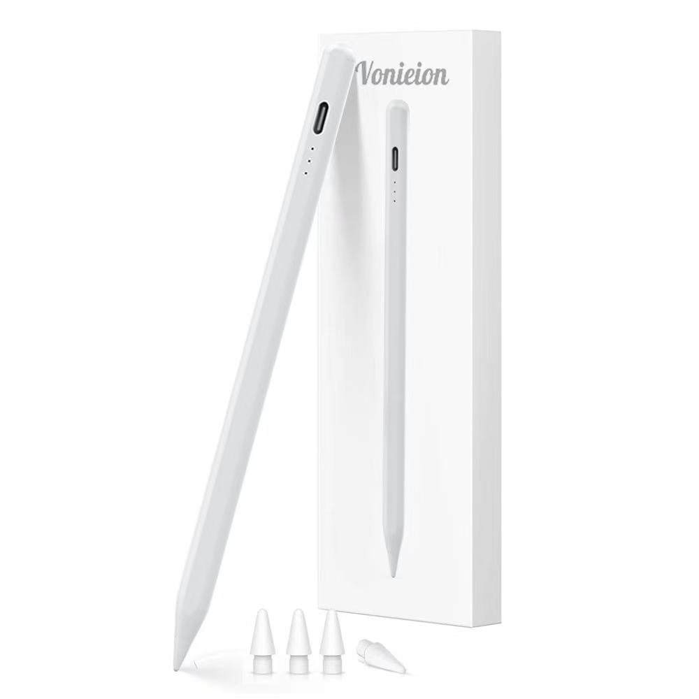 Stylus Pen for iPad with Shortcuts & Battery Display – 15-Min Fast Charge, Palm Rejection, Tilt Sensitivity, Magnetic – Compatible with iPad Pro/Air/Mini (2018-2026) – White
