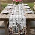 thumbnail image 4 of Rabbits Pine Cone Table Runner - 36 Inch Long Sweet Home Texture Grey Plaid Farmhouse Cotton and Linen Blended Dress Scarves Farmhouse Table Runner for Kitchen Dining, Coffee Table, 13" x 36", 4 of 8