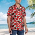 thumbnail image 2 of Lsque Cute Tomato pattern Hawaiian Shirt for Men, Unisex Summer Beach Casual Short Sleeve Button Down Shirts-Small, 2 of 9