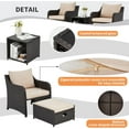thumbnail image 4 of HOMREST 5 Piece Balcony Furniture, All Weather PE Wicker Rattan Patio Furniture Set, Cushioned Patio Chairs Set of 2 w/Ottoman&Table, Outdoor Lounge Chair for Lawn Pool Balcony, Khaki, 4 of 9
