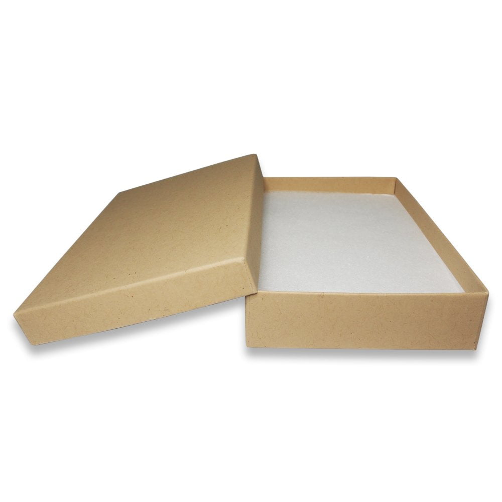 N'icePackaging - 100 Qty Kraft Imported Cotton Filled Bracelet Jewelry Boxes - for Bracelets/Watches & Thin Necklaces - 8" x 2" x 1"