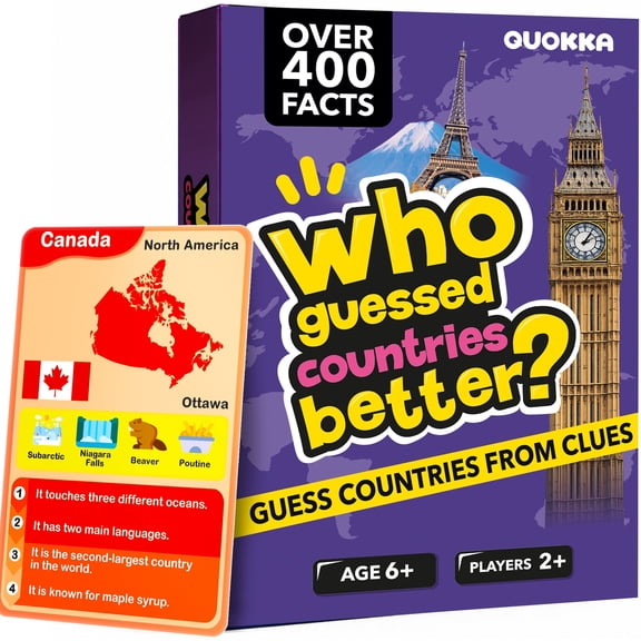 Quokka Card Games Who Guess It Better Countries – Educational Game with Visual Clues, Geography Learning Card Set
