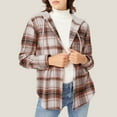 thumbnail image 2 of IROINNID Women's Shacket Jacket Plaid Long Sleeve Leisure Children s Comfortable Leisure Lattice Loose Tops , Beige, 2 of 5