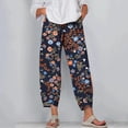thumbnail image 1 of zanvin Pantalons en Lin pour Femmes, Mode Été Décontractée Poches Droites Imprimé Pantalons Cargo Femmes, 1 of 5