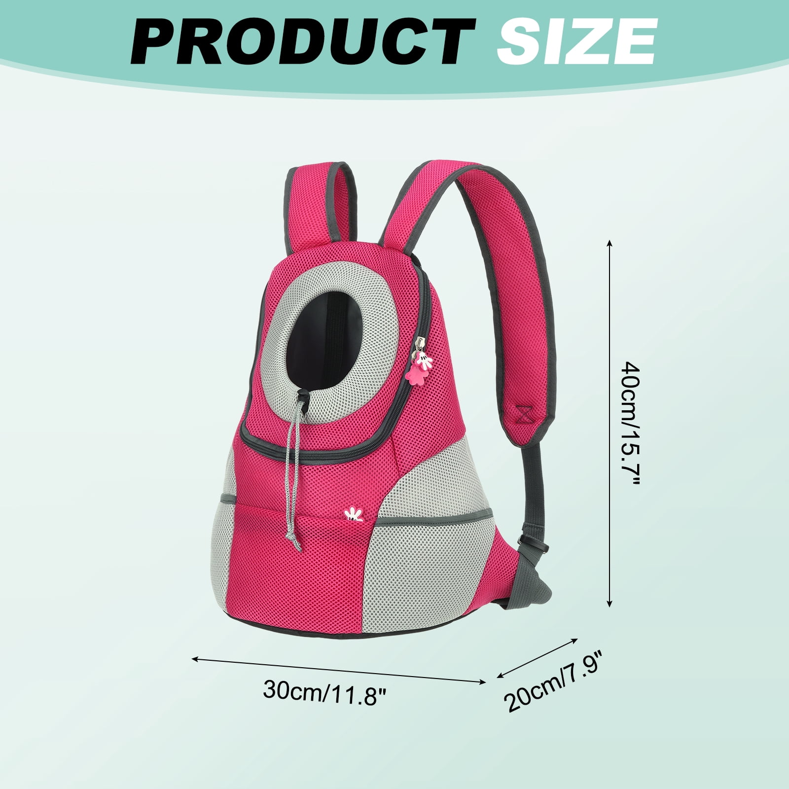 Uxcell Dog Backpack Carrier, Head Out Design, Front Chest Pet Hiking Carrying Bag for Cats or Small Dogs Up to 11lbs, Intended for Hiking / Camping / Traveling (Rose Red, 12"x8"x16")