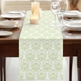 thumbnail image 3 of Green Baroque 108 Inch Table Runner, Abstract Art Floral Pattern Farmhouse Dresser Scarf Cotton & Linen Tablerunner for Dining/Kitchen Island/Holiday Party Décor 13" x 108", 3 of 9