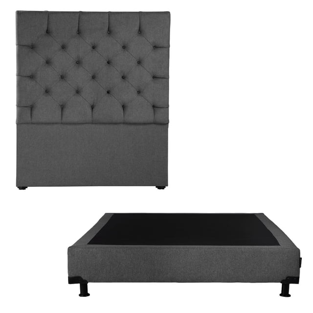 Box Base Cama Queen Size + Cabecera Capri Gris