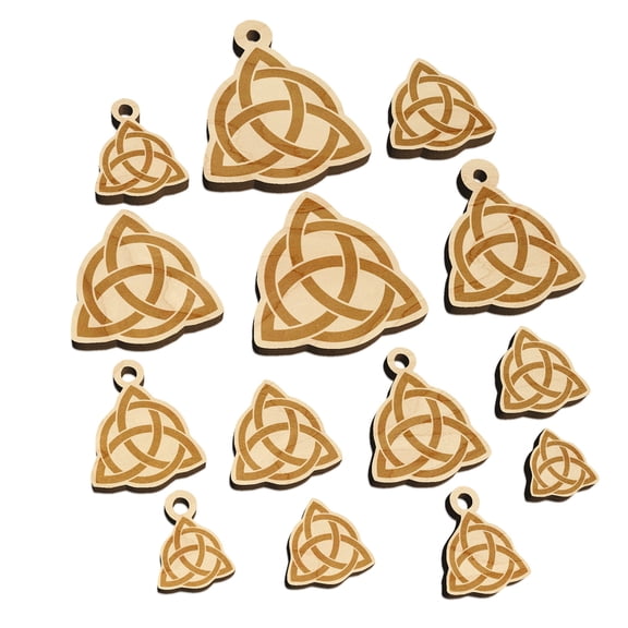 Celtic Triquetra Knot Silhouette Wood Mini Charms Shapes DIY Craft Jewelry - No Hole - 14mm (26pcs)
