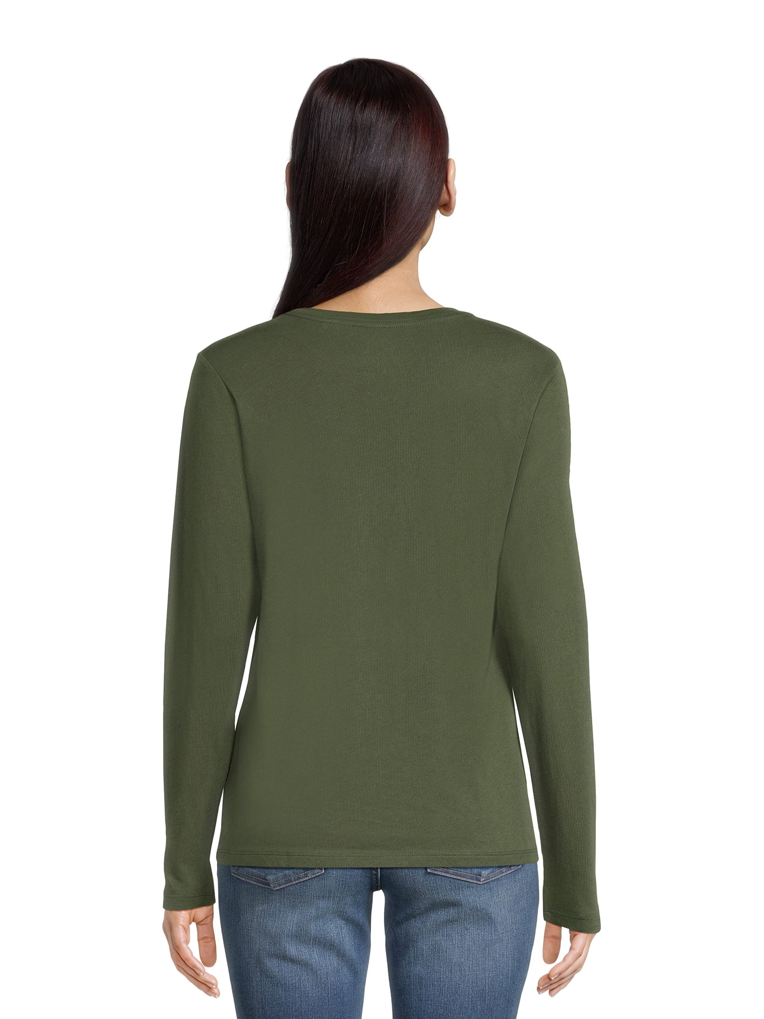 Time and Tru Women's Core Tee with Long Sleeves, Sizes S-3XL