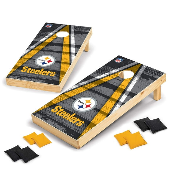 Wild Sports 2' x 4' Wood Tournament Cornhole Set - Direct Printed - Pittsburgh Steelers- Perfect for Backyard, Beach, Park, Tailgates, Outdoors and Indoors