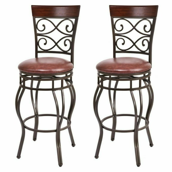 Gymax 2PCS Retro Swivel Bar Stools w/ Padded Seat Home Kitchen Pub Bistro