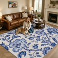 thumbnail image 2 of Area Rugs 5'x7', Vintage Floral Carpet Runner Indoor Outdoor Rugs Home Decor Aesthetic, Blue Flowers Rustic Birds Pastoral Plants Non Slip Mats Washable Accent Rug for Living Room Bedroom, 2 of 8