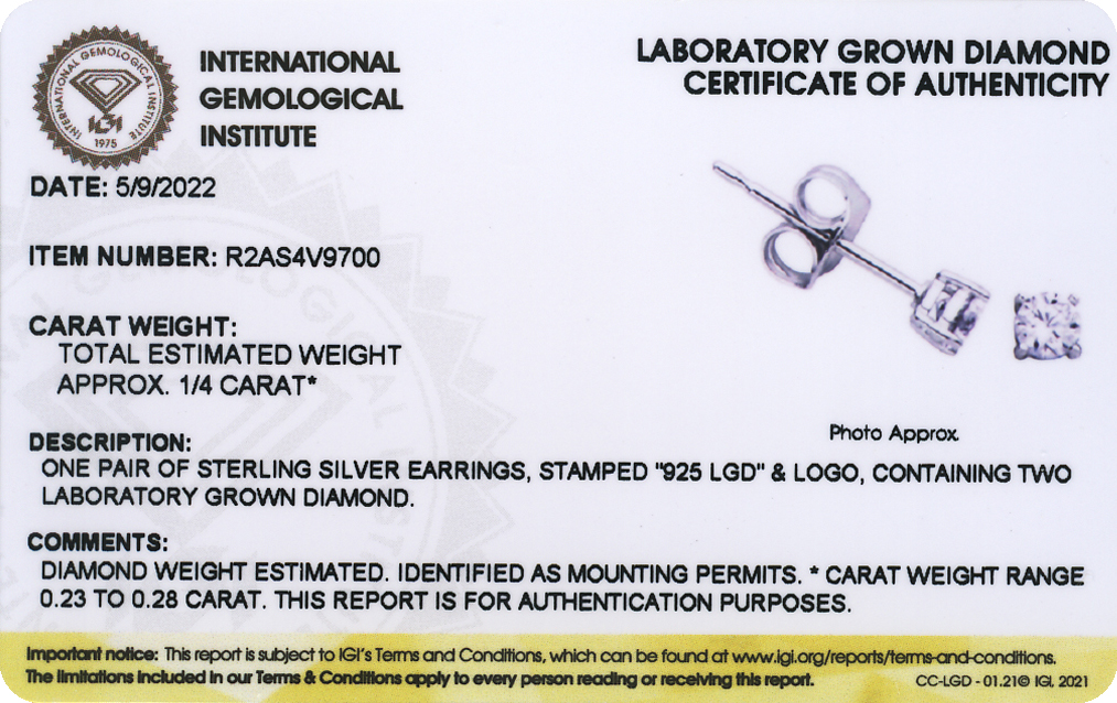 Forever Facets 1/4 CT TW Lab Grown Diamond Earrings in Platinum over Sterling Silver, Adult Female