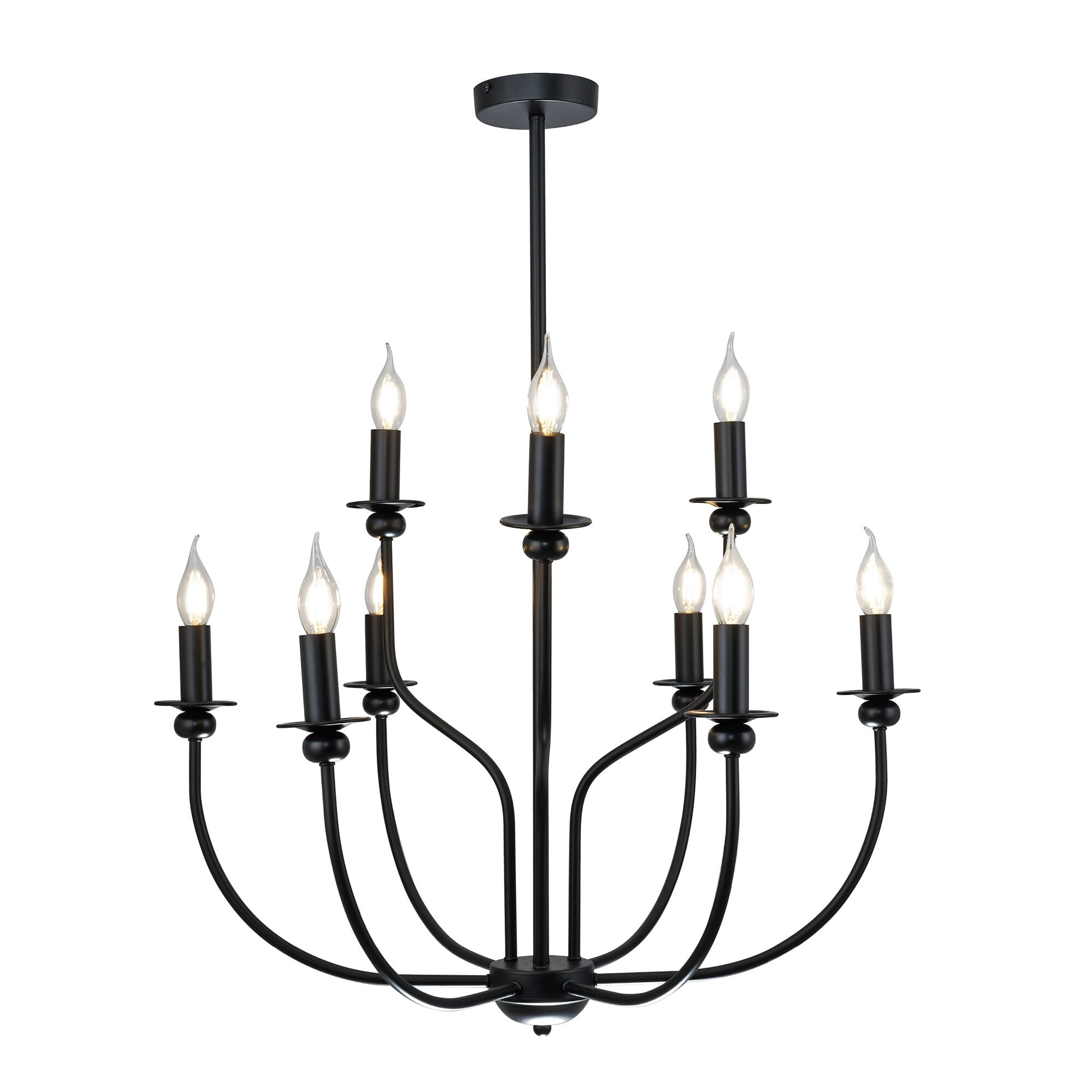 Ayada 6 in. 9-Light Indoor Matte Black Finish Chandelier with Light Kit