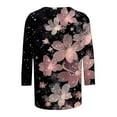 thumbnail image 4 of CYMMPU Spring Tops Round Neck Fall Trendy Shirts Loose Fit 3/4 Sleeve Flower Printed Blouses for Women Dressy Casual Tunic Tops Lightweight Basic Tees Pink S, 4 of 4