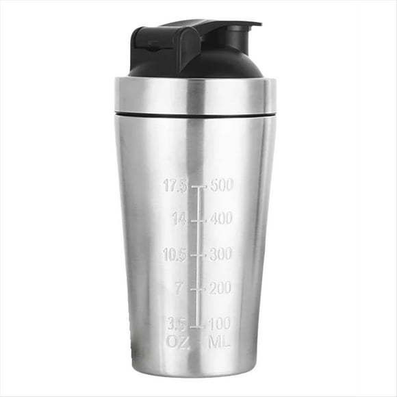Vaso Mezclador de Acero Inoxidable para Fitness, Botella de Agua A Prueba de Fugas, Apto para Fitness, con Báscula de 500ML.