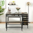 thumbnail image 3 of 47" Dining Table Set for 4, 3 Pieces Kitchen Table Set with 2 Benches, Wine Rack and 2-Tier Storage Shelves, Space-Saving Breakfast Table Set for Apartment, Easy to Assemble, 3 of 8