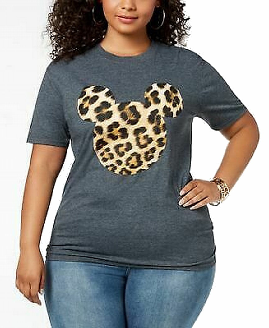 Hybrid Apparel - Womens T-Shirt Plus Graphic Leopard Mickey Print 3X