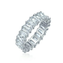 Bling Jewelry Womens Art Deco CZ Emerald Cut Cocktail Statement Ring Silver