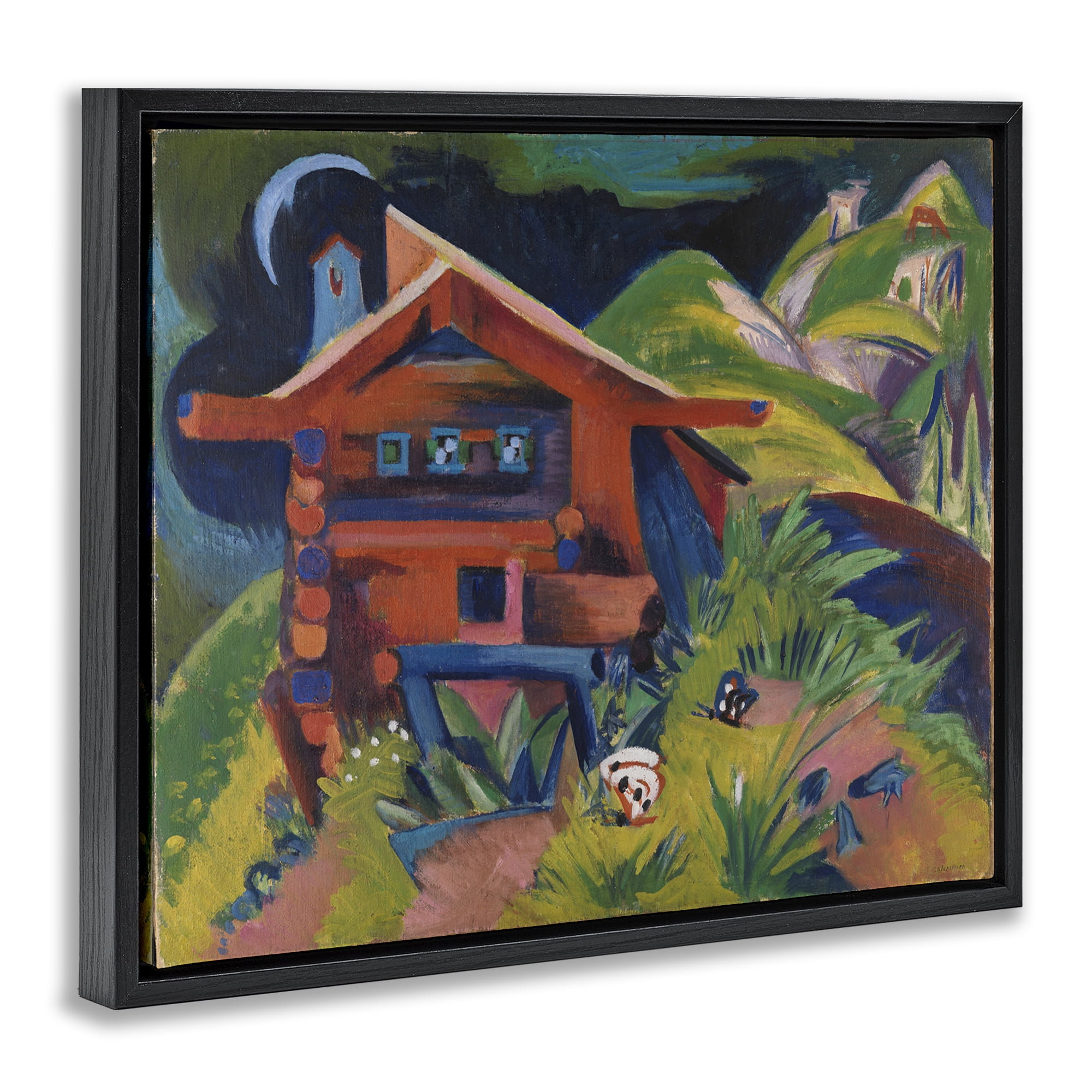 Stupell Industries Kirchner Landscape Cabin Landscape & Nature Painting Black Floater Framed Canvas Art Print Wall Art, 21 x 17