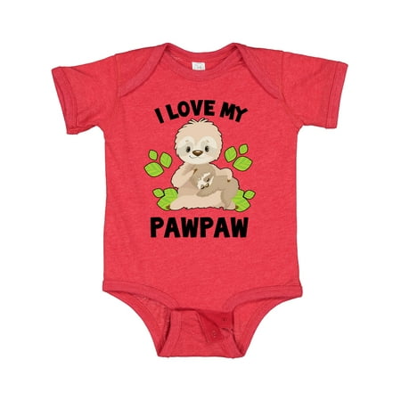 

Inktastic Cute Sloth I Love My Pawpaw with Green Leaves Gift Baby Boy or Baby Girl Bodysuit