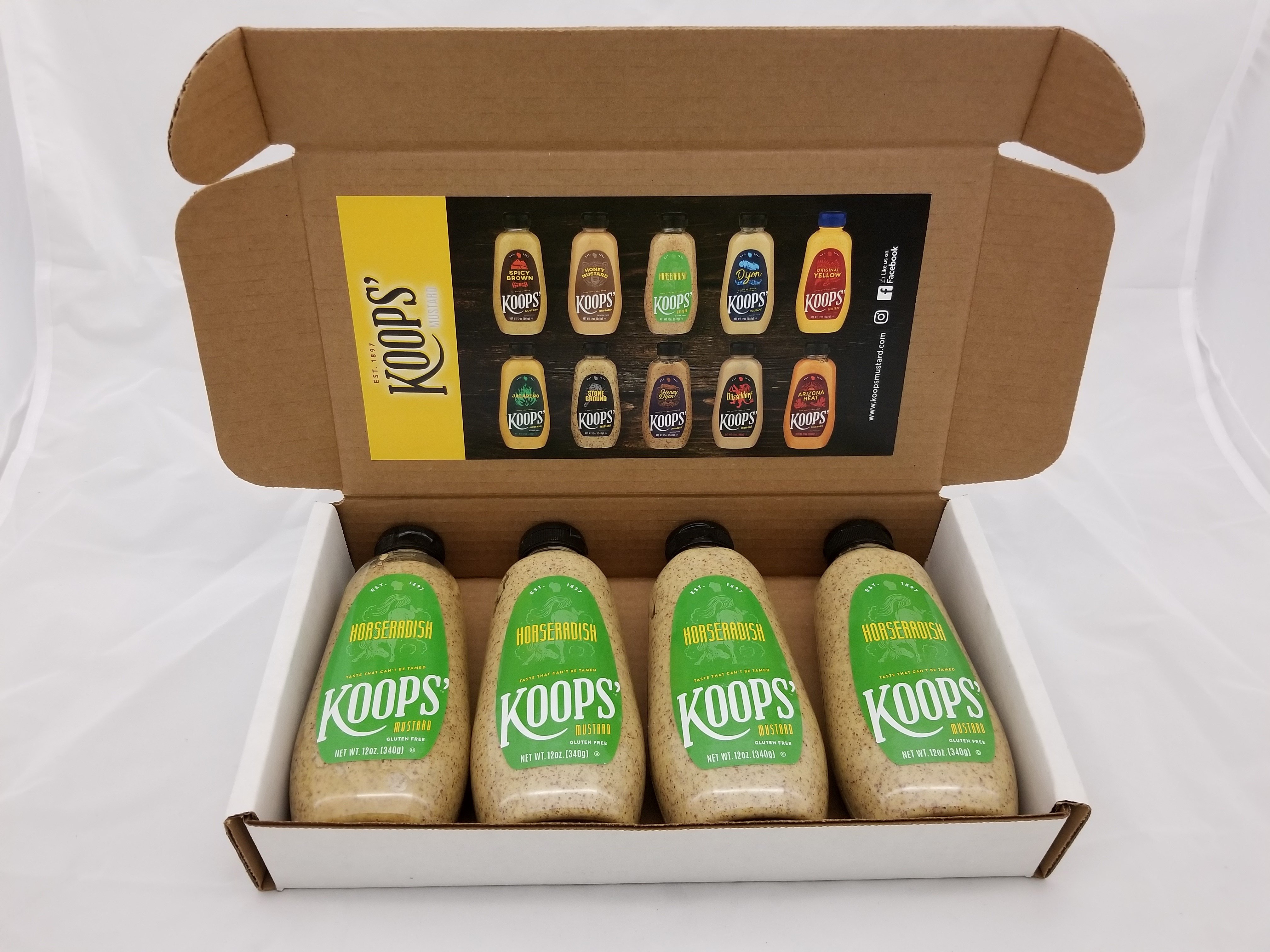 Koops' Horseradish Mustard, 12 oz. Bottle, 4Pack
