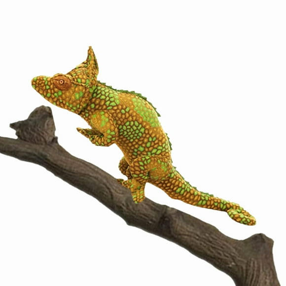 Jouet en Peluche Caméléon Simulation - Peluche Lézard Reptiles Réels Lézard Sauvage Caméléon Jouets en Peluche Cadeaux pour Enfants (27.5 Pouces) (Jaune + Vert)