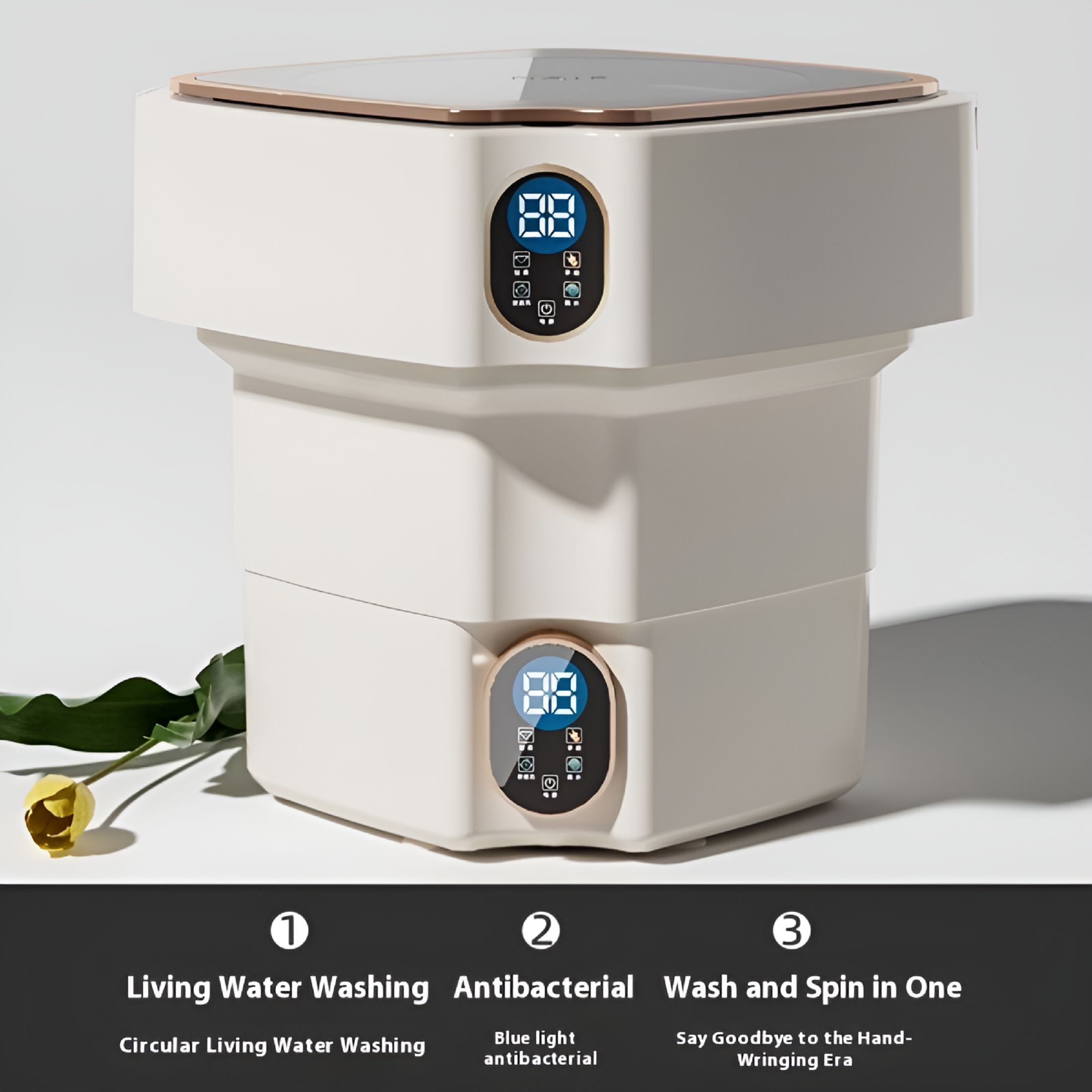 HIBIBUD Portable Folding Mini Washing Machine,17L Capacity for Small Loads,Multiple Wash Modes,Powerful Motor with Control,Integrated Wash and Dry Function,Space-Saving Design