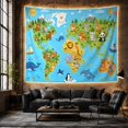 thumbnail image 6 of Illustrated World Main with Depiction Continents Each, Adventurous Vintage for Nautical Decor Lovers, Wall Decor, Mother'S Day Gift, Tapestry Wall Hanging for Dorm and Living Room, 6 of 7