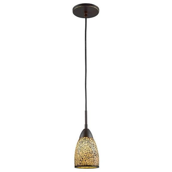 Woodbridge Lighting Venezia 1-Light Glass Mini-Pendant in Bronze/Mosaic White