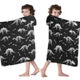 thumbnail image 4 of Black Cartoon Dinosaurs Skeletons Bones Pattern Hooded Bath Towel，60"x35" for Ages 3 To 12 Kids, Quick Dry Lightweight Soft Microfiber Hood Beach Towel Cover Up for Kids, 4 of 7