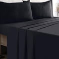 thumbnail image 5 of MALLONI HOME California King Sheet Sets - Cotton Rich Bedding Sets, 4 Piece Deep Pocket Bed Sheets Sets - Ultra Soft, Wrinkle Resistant, Quick Dry, Easy Care California King Sheets - Black, 5 of 6