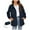 Navy, variant on Waterproof Hooded Jacket for Women Casual Women Rain Jacket Tightened Cuffs Drawstring Zipper Neckline Jacket Lightweight Breathable Sunscreen Outdoor Jacket Trendy