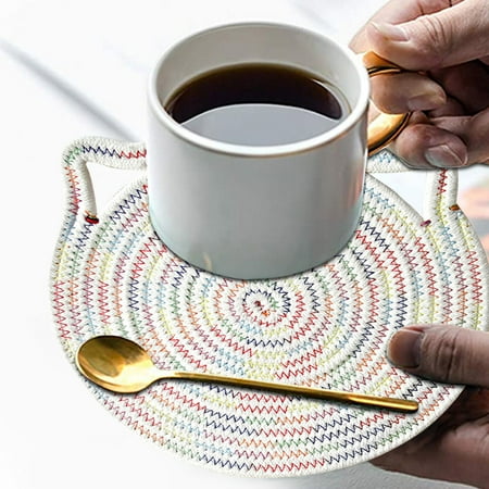 

Yedhsi Place Mats Heat-resisting Cotton Rope Placemat With Hanging Cartoon Cat Ears Easy To Rinse