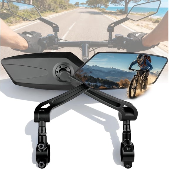 2-Pack Bike Mirrors, 360° Adjustable Handlebar Rear View, HD Wide Angle Scratch-Resistant for Ebike & Scooter