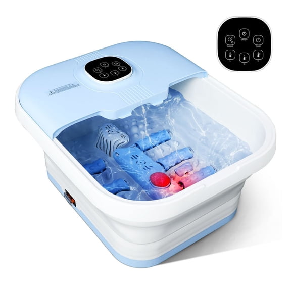 Electric Collapsible Foot Spa with Heat, Foot Massager with 16 Massage & Bubble, Foot Bath Massager for Home Use, Control