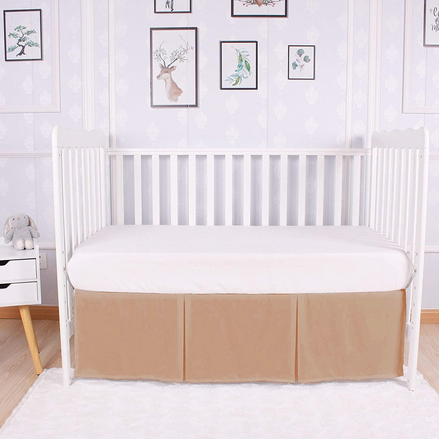 1 Piece Crib Pleated 100% Egyptian Cotton 800 Thread Count Bedskirt for Baby Boys Girls Crib Pleated Toddler (28” x 52” x 14’’) Bed Skirt - Blush Solid